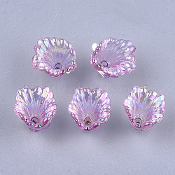 Transparent Acrylic Bead Caps, AB Color, Flower, Violet, 10x12x12mm, Hole: 1.2mm, about 1960pcs/500g(TACR-T007-01E)