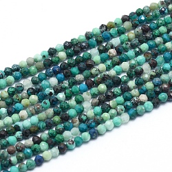 Natural Chrysocolla Beads Strands, Faceted, Round, 2.5mm, Hole: 0.4mm, about 147pcs/strand, 15.55 inch(39.5cm)(X-G-G823-13-2.5mm)