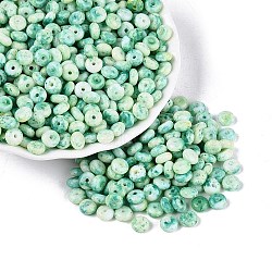 Picasso Glass Seed Beads, Round Hole, Rondelle, Aquamarine, 6~6.5x3mm, Hole: 1.4mm, about 2500pcs/pound(SEED-N010-01O)