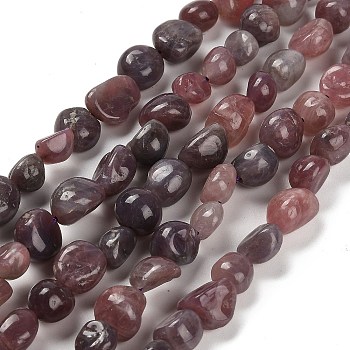 Natural Rose Quartz Beads Strands, Nuggets, Tumbled Stone, 7~13x4.5~10x4.5~10mm, Hole: 1.2mm, about 44~46pcs/strand, 15.08~16.14 inch(38.3~41cm)