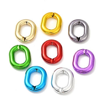 UV Plated Acrylic Linking Rings, Quick Link Connectors, Oval, Mixed Color, 37.5x29x7.5mm, Inner Diameter: 22.5x14mm