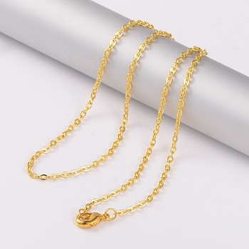 Iron Cable Chain Necklaces Making, with Brass Lobster Claw Clasps, Golden, 21.8 inch, 2mm