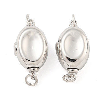 925 Sterling Silver Box Clasps, Bean Shape, Real Platinum Plated, 9x16x6mm, Hole: 2.4mm