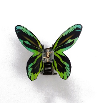 Acrylic Claw Hair Clips, Butterfly, Lime Green, 95x100x45mm