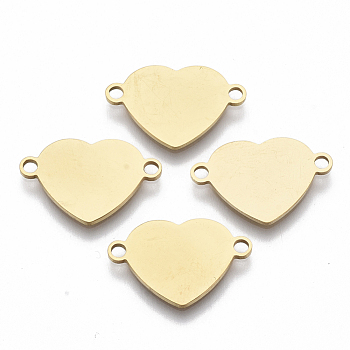 201 Stainless Steel Links connectors, Laser Cut, Heart, Stamping Blank Tag, Golden, 12x18.5x1mm, Hole: 1.8mm