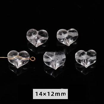 Natural Quartz Crystal Carved Beads, Rock Crystal Beads, DIY Jewelry Accessories, Heart, 14x12mm