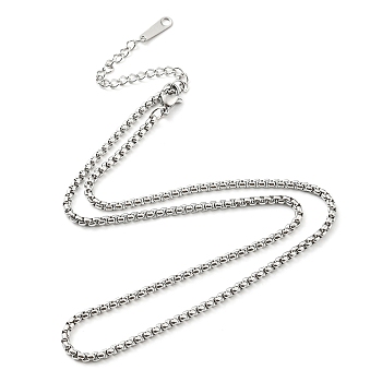 304 Stainless Steel Box Chain Necklace for Men Women, Stainless Steel Color, 18.70~18.82 inch(47.5~47.8cm)