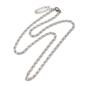 304 Stainless Steel Lumachina Chain Necklaces, Stainless Steel Color, 17.72 inch(45cm), Link: 7x3x1mm