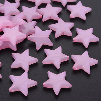 Imitation Jelly Acrylic Beads, Star, Pearl Pink, 20.5x22x5mm, Hole: 1.8mm, about 500pcs/500g