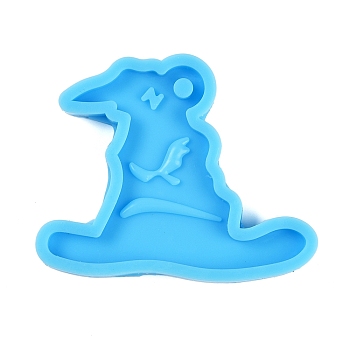 Witch Hat DIY Silicone Pendant Molds, Resin Casting Molds, for UV Resin, Epoxy Resin Craft Making, Deep Sky Blue, 65x75x8.5mm, Hole: 5mm