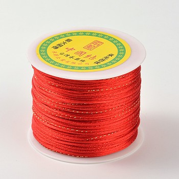 Gold Line Round String Polyester Cords, Red, 2mm, about 109.36 yards(100m)/roll
