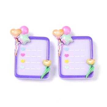 Opaque Resin Decoden Cabochons, Notepad, Lilac, 29.5x23.5x7.5mm