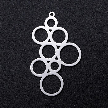 201 Stainless Steel Pendants, Filigree Joiners Findings, Laser Cut, Bubble, Stainless Steel Color, 40x24x1mm, Hole: 1.4mm