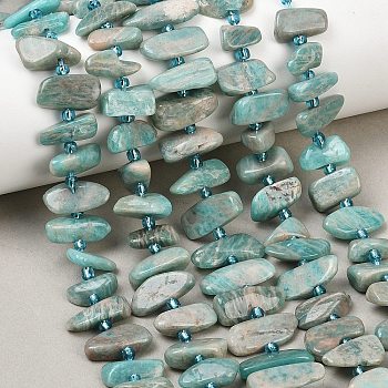 Natural Amazonite Beads Strands, Nuggets, with Seed Beads, 5~8x7~18x3~6mm, Hole: 0.8mm, about 46~58pcs/strand, 15.55''~15.75''(39.5~40cm)