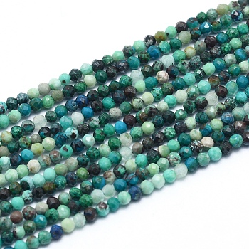 Natural Chrysocolla Beads Strands, Faceted, Round, 2.5mm, Hole: 0.4mm, about 147pcs/strand, 15.55 inch(39.5cm)