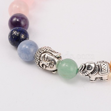 Étirer bijoux bouddhiste multicolores bracelets de pierres précieuses de chakra(BJEW-JB01690-04)-2