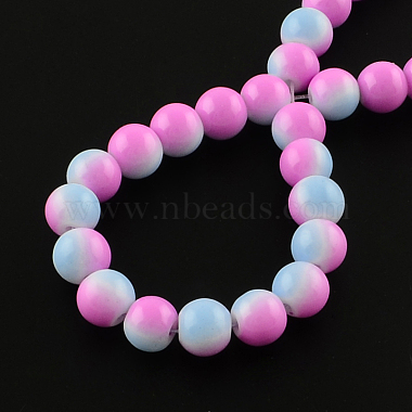 Two-Color Baking Painted Glass Bead Strands(X-DGLA-R050-8mm-25)-2