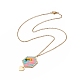 Glass Seed Braided Hexagon with Flamingo Pendant Necklace(NJEW-MZ00014)-1