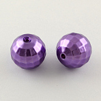 ABS Plastic Imitation Pearl Faceted Round Beads, Medium Purple, 20mm, Hole: 2.5mm, about 122pcs/500g(MACR-S251-A64)