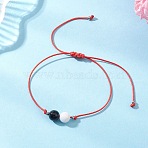 Natural Eyeless Obsidian 
& Malaysia Jade Beads with Braided Korean Waxed Polyester Cord Bracelets, Inner Diameter: 2-1/4~3-3/4 inch(5.7~9.5cm)(BJEW-JB12887-01)