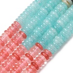 Cherry Quartz Glass & Natural Flower Amazonite & Dyed White Jade Beads Strands, Rondelle, Mixed Color, 6~6.3x2~2.5mm, Hole: 1~1.1mm, about 164pcs/strand, 14.76 inch(37.5cm)(G-H333-02E)