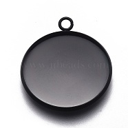 304 Stainless Steel Pendant Cabochon Settings, Plain Edge Bezel Cups, Flat Round, Electrophoresis Black, Tray: 22mm, 27.5x23.8x2mm, Hole: 2.2mm(STAS-G127-13-22mm-B)