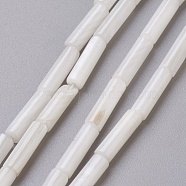 Freshwater Shell Beads Strands, Column, White, 13x4mm, Hole: 0.5~1mm, about 30pcs/strand, 15 inch(38.1cm)(X-BSHE-L037-13)
