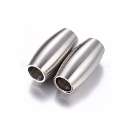 304 Stainless Steel Magnetic Clasps with Glue-in Ends, Matte Style, Oval, Stainless Steel Color, 21x10mm, Hole: 6mm(STAS-E006-33)