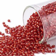 TOHO Round Seed Beads, Japanese Seed Beads, (25CF) Silver Lined Frost Ruby, 11/0, 2.2mm, Hole: 0.8mm, about 5555pcs/50g(SEED-XTR11-0025CF)
