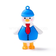 PVC Cartoon Duck Doll Pendants, for Keychains, Dodger Blue, 61x42x24mm, Hole: 3mm(X-KY-C008-06)