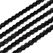 Hollow Flower Faux Sueded Cord, Faux Suede Lace, Black, 18x1.5mm, about 1.47 yards(1.35m)/strand(LW-R019-1090)