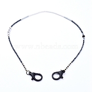 Personalized Dual-use Items, Beaded Necklaces or Eyeglasses Chains, with Natural Lava Rock Beads, Acrylic Beads, Brass Beads and Plastic Lobster Claw Clasps, Word Love, Black, 23.4 inch(59.5cm)(NJEW-JN02827)
