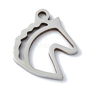 304 Stainless Steel Pendants, Laser Cut, Horse Charms, Stainless Steel Color, 16x13x1mm, Hole: 1mm(STAS-C097-16P)