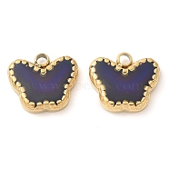 304 Stainless Steel Charms, Butterfly, with Resin, Manual Polishing, Ion Plating(IP), Dark Blue, 7.5x8.5x2mm, Hole: 1.2mm(STAS-Q345-16G)