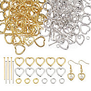 CHGCRAFT 160Pcs 2 Style Tibetan Style Heart Bead Frame, with 200Pcs Iron Flat Head Pins & 200Pcs Jump Rings, Mixed Color, 13~13.5x13~14x2mm, Hole: 1.5mm, 80Pcs/style(DIY-CA0006-24)