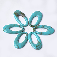 Acrylic Pendants, Imitation Gemstone Style, Oval, Dark Turquoise, 47x25x4.5mm, Hole: 1.8mm, about 170pcs/500g(OACR-T007-06J)