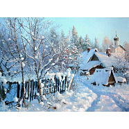 DIY Winter Snowy House Scenery Diamond Painting Kits, including Resin Rhinestones, Diamond Sticky Pen, Tray Plate and Glue Clay, Colorful, 300x400mm(DIAM-PW0001-243E)