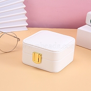 Square PU Leather Jewelry Set Boxes, Flip Cover Box with Velvet Inside and Magnetic Clasps, Storage Gift Case, White, 10x10x5.8cm(PAAG-PW0012-40A)