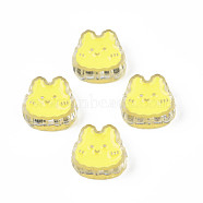 Transparent Acrylic Beads, with Enamel, Rabbit, Champagne Yellow, 18x19x8mm, Hole: 3mm(ACRC-S039-02C)