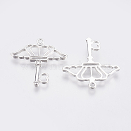 Alloy Pendant, Wing with Key, Silver Color Plated, 39x35x2mm, Hole: 2.5mm(PALLOY-K106-01S)