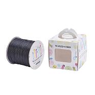 Eco-Friendly Korean Waxed Polyester Cord, Black, 0.5mm, about 200yards/roll(600 feet/roll)(182.88m/roll)(YC-JP0002-0.5mm-1106)