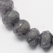 Natural White Jade Bead Strands, Dyed, Faceted, Abacus Beads, Rondelle, Gray, 4~5x3mm, Hole: 0.5mm, about 116-120pcs/strand, 13.58 inch~13.78 inch(34.5~35cm)(G-R171-2x4mm-16-01)