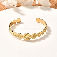 304 Stainless Steel Sun Cuff Bangles, Golden, Inner Diameter: 2-1/4 inch(5.6cm)(BJEW-F457-25G)