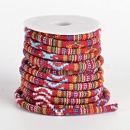 Ethnic Cord Polyester Cords, Colorful, 7x5mm, 10yards/roll(OCOR-M005-07)