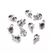 304 Stainless Steel Lobster Claw Clasps, Parrot Trigger Clasps, Grade A, Size: about 6mm wide, 10mm long, 3mm thick, hole: 1.5mm(X-STAS-AB10)