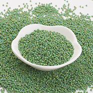 TOHO Japanese Seed Beads, Round, (407) Opaque AB Mint Green, 11/0, 2x1.5mm, Hole: 0.5mm, about 42000pcs/pound(SEED-K008-2mm-407)