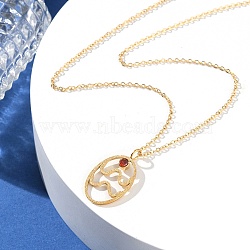 304 Stainless Steel Cubic Zirconia Twelve Constellations Runes Pendant Cable Chain Necklaces for Women, Real 18K Gold Plated, Aquarius, 17.83 inch(45.3cm)(NJEW-B121-02G-11)