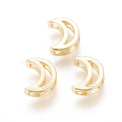 Brass Slide Charms, Long-Lasting Plated, Moon, Real 18K Gold Plated, 11x8.5x3.5mm, Hole: 2x3~4mm(KK-F811-09G)