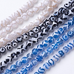 Natural Grade A Agate Beads Strands, Dyed & Heated, Round, Faceted, Mixed Color, 10mm, Hole: 1.2mm, about 37pcs/strand, 14.9 inch(38cm)(G-G752-10mm)