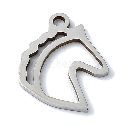 Non-Tarnish 304 Stainless Steel Pendants, Laser Cut, Horse Charms, Stainless Steel Color, 16x13x1mm, Hole: 1mm(STAS-C097-16P)